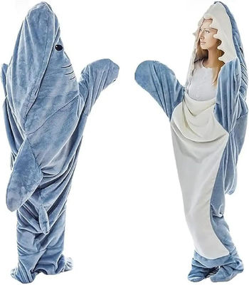 Gepoetste haaien deken hoodie superzacht flanel draagbaar voor volwassenen en kinderen