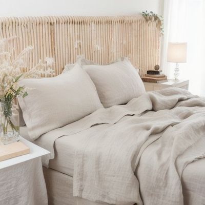 Cloud Mink Velvet Stof Queen Size Dekbed Set voor biologisch vlas beddengoed