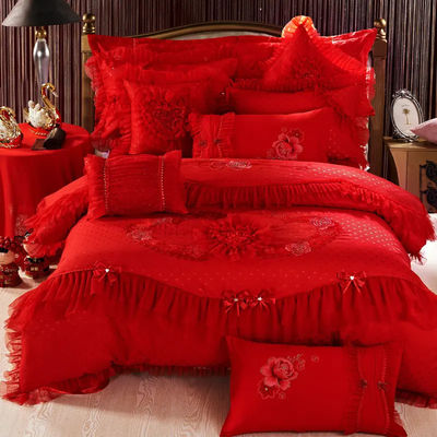 100% katoenen borduurwerk 60S quilt cover bruidsbed set bedden set comfort bedden set bruiloft souvenirs cadeau