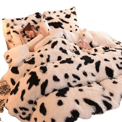 Moderne stijl Regenboogkleur Shaggy Mink Velvet Crystal Velvet Bed Bed Bedden Dekbed Set
