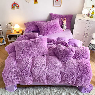 Double Queen King Solid Color Verdikte Warm Mink Velvet 4pcs Set voor de herfst-winter