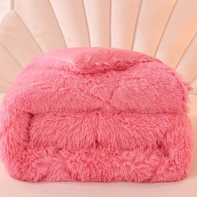Superzacht pluisdek met kunstmatig fluweel en 100% polyester met roze beddengoed