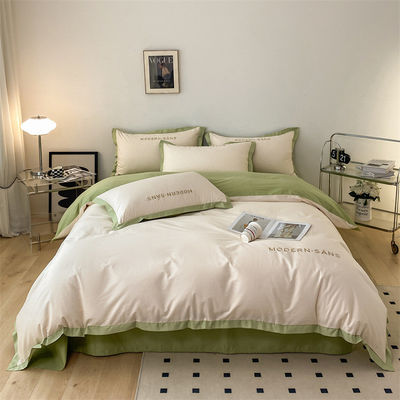 2023 Style Grade A 100% katoen 4pcs beddengoed set met geborduurde hoek matching proces