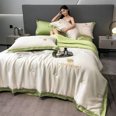 Luxe gewassen zijde geborduurde zomer deken set 4 stuks 3 stuks geen haaruitval gezonde slaap