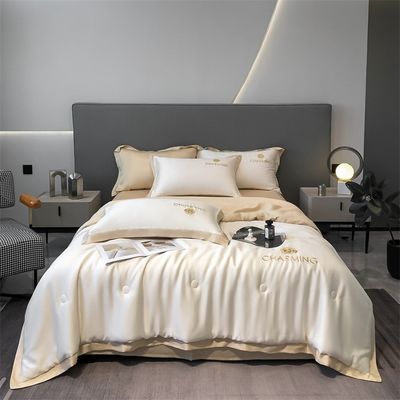 Luxe gewassen zijde geborduurde zomer deken set 4 stuks 3 stuks geen haaruitval gezonde slaap