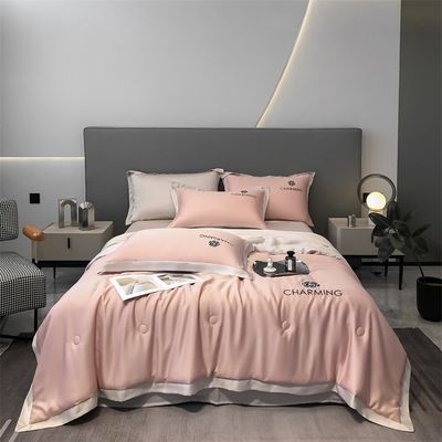 Luxe gewassen zijde geborduurde zomer deken set 4 stuks 3 stuks geen haaruitval gezonde slaap