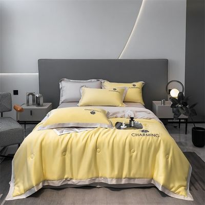 Luxe gewassen zijde geborduurde zomer deken set 4 stuks 3 stuks geen haaruitval gezonde slaap