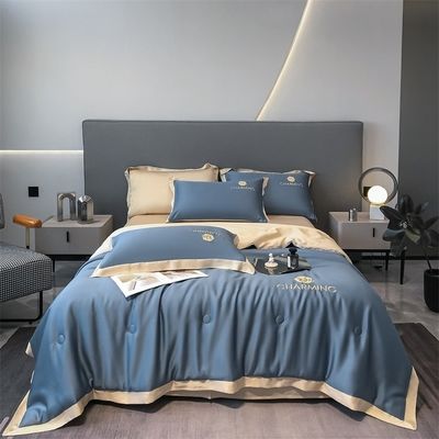 Luxe gewassen zijde geborduurde zomer deken set 4 stuks 3 stuks geen haaruitval gezonde slaap