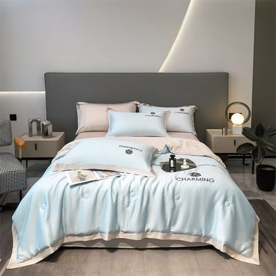 Luxe gewassen zijde geborduurde zomer deken set 4 stuks 3 stuks geen haaruitval gezonde slaap