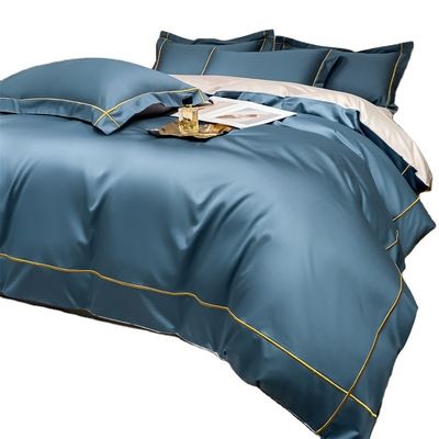 Home 200-Count Tencel geborduurde dubbelzijdige ijzige zijde lakens en zijde gladde naakt dekbed beddengoed set