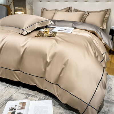 Home 200-Count Tencel geborduurde dubbelzijdige ijzige zijde lakens en zijde gladde naakt dekbed beddengoed set