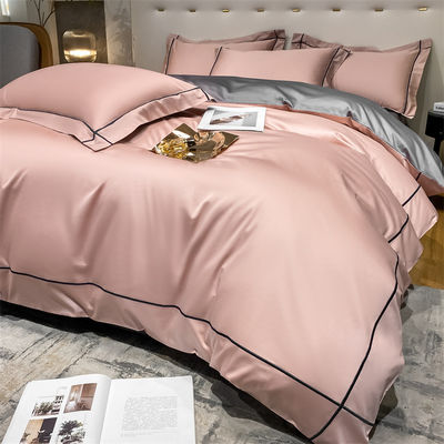 Home 200-Count Tencel geborduurde dubbelzijdige ijzige zijde lakens en zijde gladde naakt dekbed beddengoed set