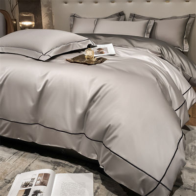 Home 200-Count Tencel geborduurde dubbelzijdige ijzige zijde lakens en zijde gladde naakt dekbed beddengoed set