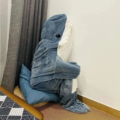 Gepoetste haaien deken hoodie superzacht flanel draagbaar voor volwassenen en kinderen