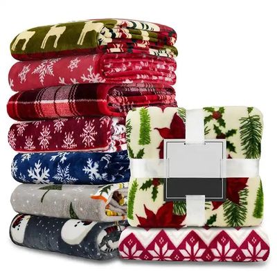 Super zacht maat flannel deken in vakantie stijl gedrukte decoraties