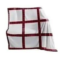 Polyester kerstbedrukte subbank gooi deken met rode plaid panel en Tassel Trim