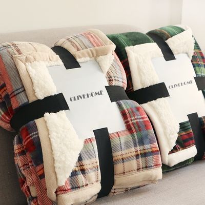 Gepersonaliseerde Plaid Sofa Flannel Sherpa Fleece Throw Blanket voor hoge normen