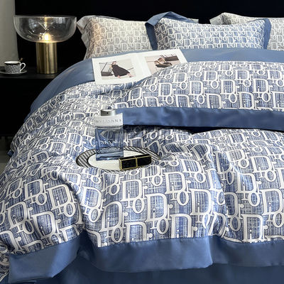 Luxe gewassen katoenen zijde borduurwerk 4 stuks beddengoed set voor king size comforter set