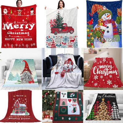 Geweven Super Soft Custom Kerstfeest Stijl Print Decoraties Flannel Gooi Deken