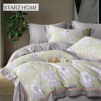 Luxe Home Textiel Bloemen Geprinte 100% katoenen beddengoed Set met in Plain Style