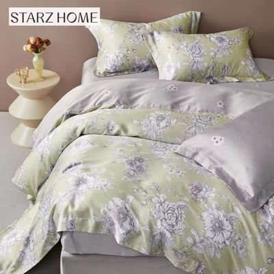 Luxe Home Textiel Bloemen Geprinte 100% katoenen beddengoed Set met in Plain Style