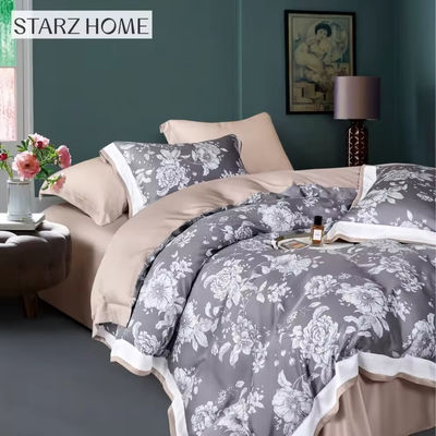 Luxe Home Textiel Bloemen Geprinte 100% katoenen beddengoed Set met in Plain Style