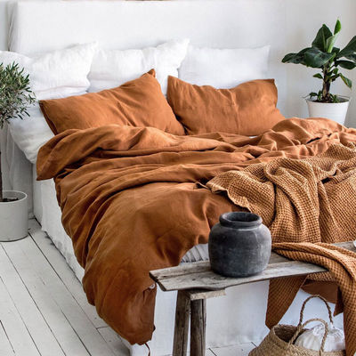 Cloud Mink Velvet Stof Queen Size Dekbed Set voor biologisch vlas beddengoed