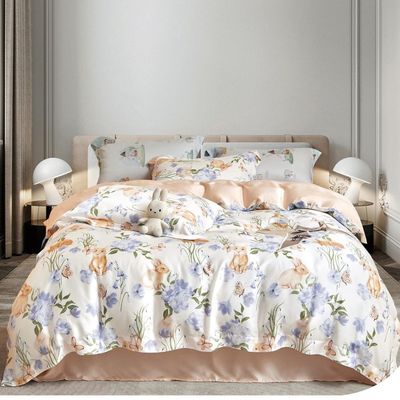 Gepersonaliseerde kleur 4 stuks Luxe polyester platte stof zachte hotel design beddengoed set voor king bed