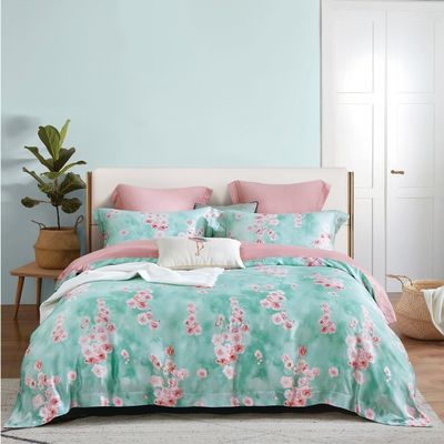 Gepersonaliseerde kleur 4 stuks Luxe polyester platte stof zachte hotel design beddengoed set voor king bed