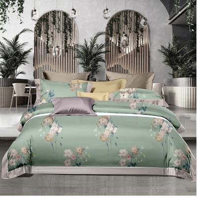 Gepersonaliseerde kleur 4 stuks Luxe polyester platte stof zachte hotel design beddengoed set voor king bed