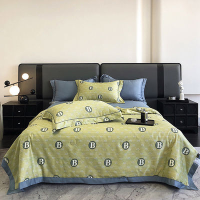 European Skin-Friendly Printing Summer Quilt Set van vier in Smooth Ice Silk Gift Quilt