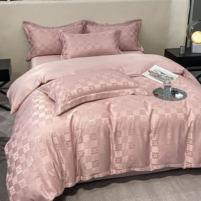 Solid Pattern Luxury Bed Sheets voor licht Luxury Satin Jacquard 4-Piece Bed Linen Set