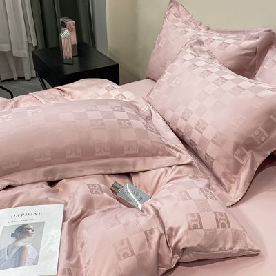 Solid Pattern Luxury Bed Sheets voor licht Luxury Satin Jacquard 4-Piece Bed Linen Set