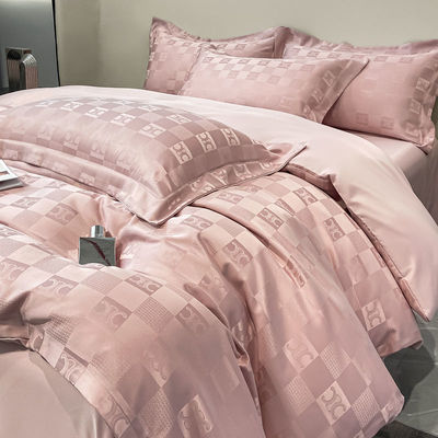 Solid Pattern Luxury Bed Sheets voor licht Luxury Satin Jacquard 4-Piece Bed Linen Set