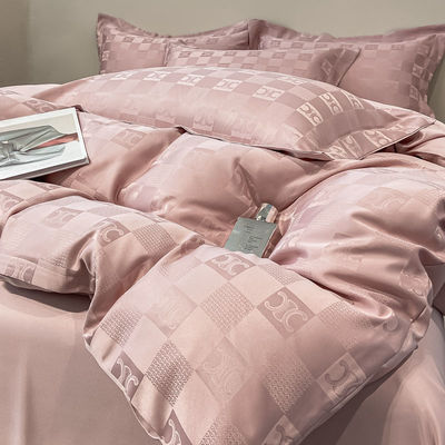 Solid Pattern Luxury Bed Sheets voor licht Luxury Satin Jacquard 4-Piece Bed Linen Set