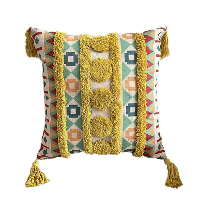 Gepersonaliseerde grootte Tufted Linnen Bedrukte kussenschijf voor sofa Decoratief in etnische stijl