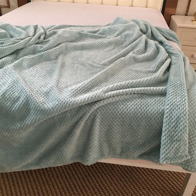 All-Season Custom Solid Square Flannel Blanket 300GSM Coral Fleece Sofa Gooien Blanket