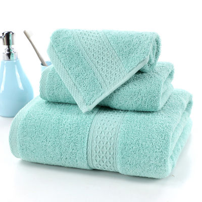 Absorberend huishoudelijk handdoek Puur katoen Drie stukken set met beige raster en solide kleur
