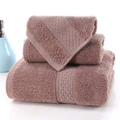 Absorberend huishoudelijk handdoek Puur katoen Drie stukken set met beige raster en solide kleur