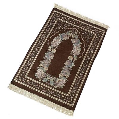 Plush Pile Hoogte Abstract Patroon Katoen Garens Borduurwerk Moslim Islam Gebedsmat