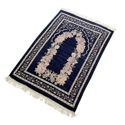 Plush Pile Hoogte Abstract Patroon Katoen Garens Borduurwerk Moslim Islam Gebedsmat