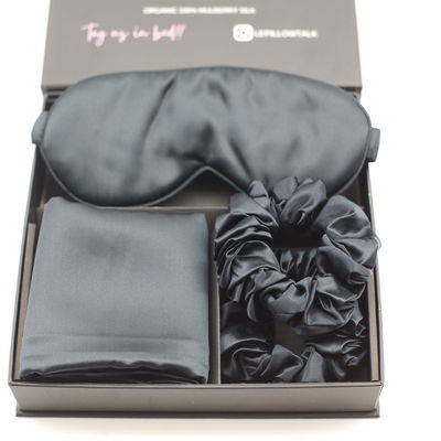 Solid Pattern Custom Logo Satin Silk Oogmasker Set Box voor huidvriendelijke rustgevende slaap