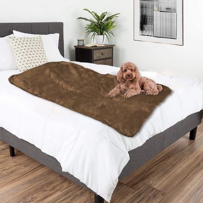 Populaire gebreide 100% polyester Frans Vlies Sherpa Huisdieren deken voor Sofa Cat Kennel