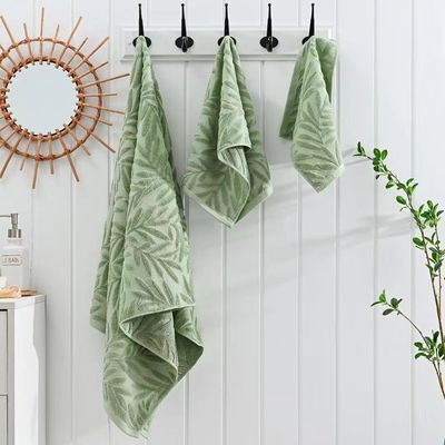 Voor alle gelegenheden gesneden fluweel Jacquard bladeren badhanddoek Set voor Grade cadeautjes op Aarde Dag