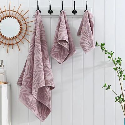 Voor alle gelegenheden gesneden fluweel Jacquard bladeren badhanddoek Set voor Grade cadeautjes op Aarde Dag