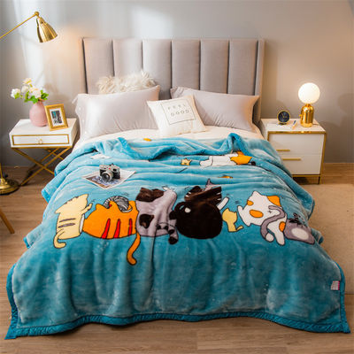 Jacquard Weave Coral Fleece Raschel deken voor de winter Verdikte pluis Nap Bed Cover