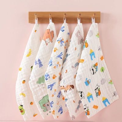 Zacht en zacht geweven katoenen babyhanddoek Hoogdichtheid 6 lagen Niet-fluorescerend 25*50cm
