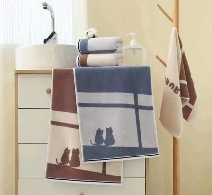 Donkere kleur 16pcs Savage Spun Cotton Face Towel met vlekbestendige letters Blauwe curry