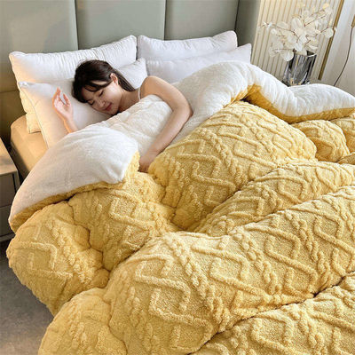 100% polyester verdikt warm taffeta winterdekje met lams fluweel en afgedrukt patroon