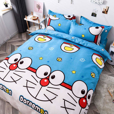 Polyester cartoon eenvoudig 4pcs beddengoed set dekbed dekbed kussenschede trouwbed